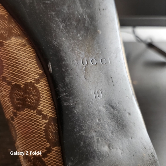 Gucci Brown/Beige Crystal Canvas & Leather Hysteria Ballet Flats Size 10 - Picture 3 of 11